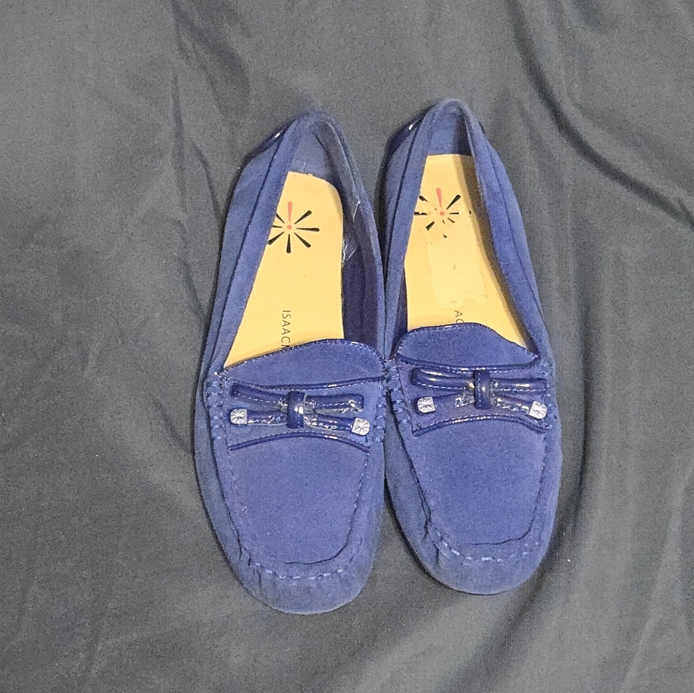 Isaac Mizrahi Blue Suede Loafers - Moccasins - Slip On Driving Shoes - Size 6 - Picture 2 of 10